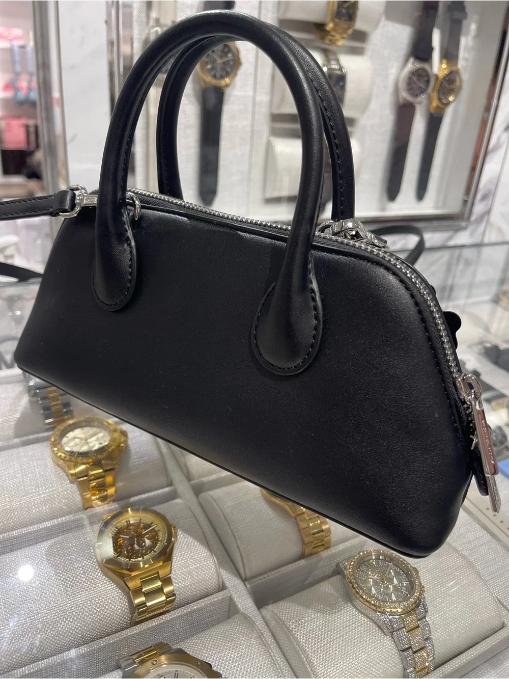 Michael Kors Petra Small Floral Embellished Crossbody Bag Black  NWT